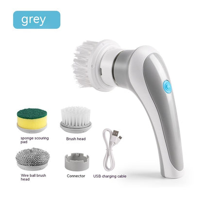 Electric Cleaning Brush 4 In 1 Spinning Scrubber Handheld - Gray
