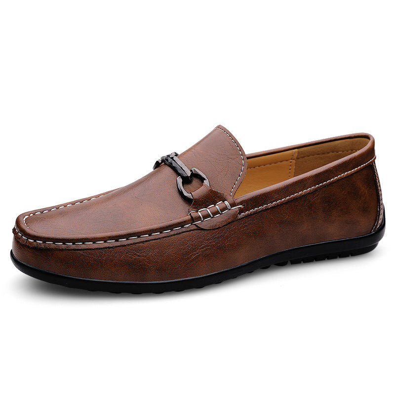 Men's Soft-soled Slip-on Casual Leather Shoes - Dark Brown / 36