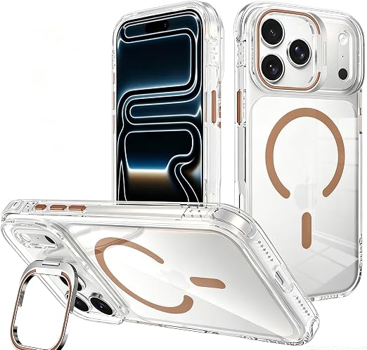 iPhone 18 Pro Max Case, Magnetic Ring & Kickstand, White
