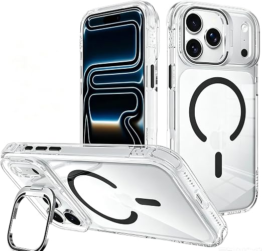 iPhone 18 Pro Max Case, Magnetic Ring & Kickstand, White