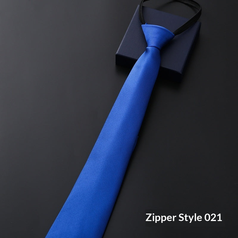 Mens Business Formal Zipper Tie With Blue Stripes - Zipper 021