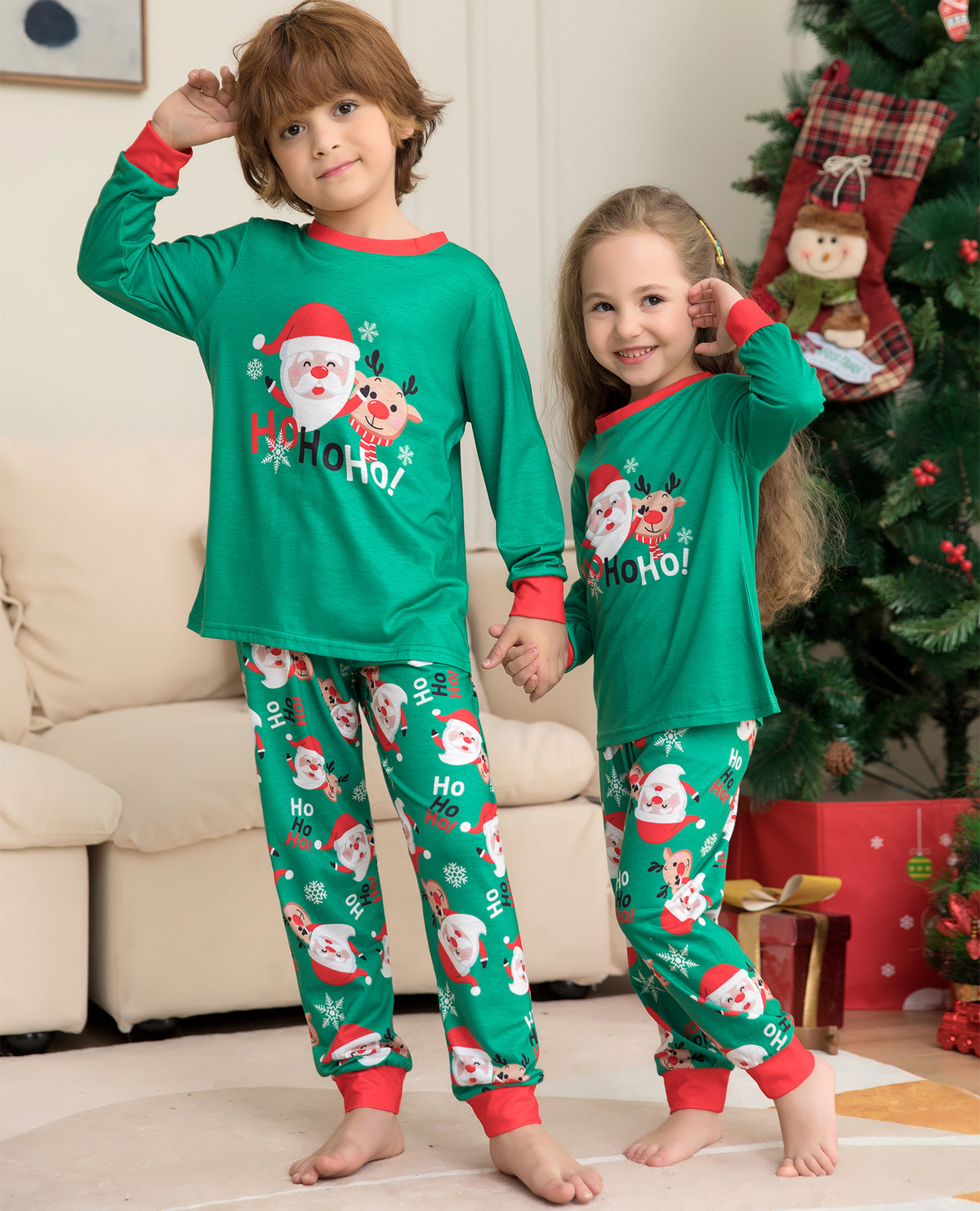Christmas Pajamas Family Matching | Family Christmas PJs Sets - Green / Baby 12M