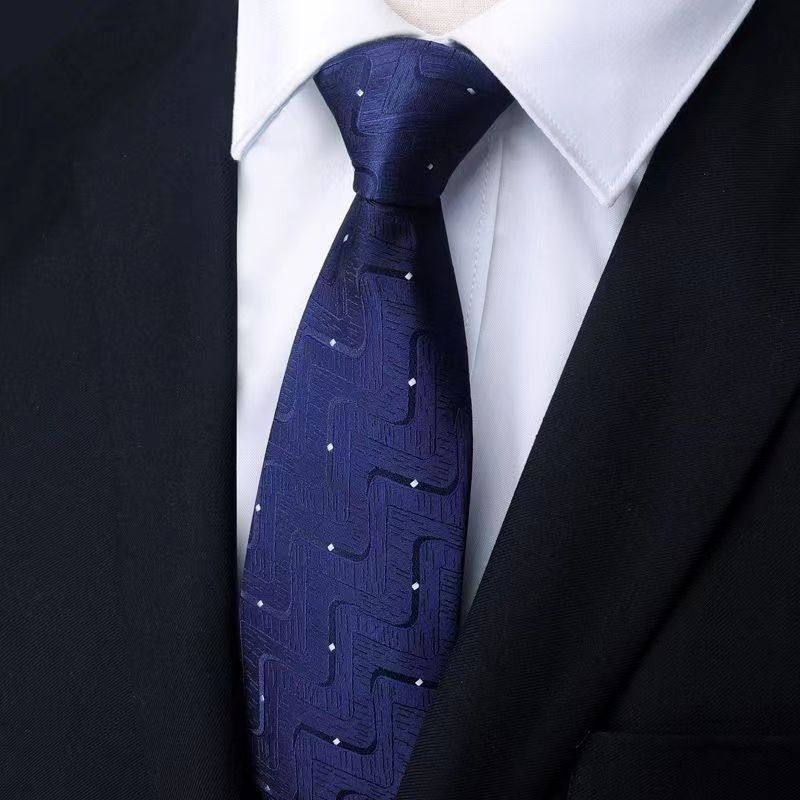 Mens Business Formal Zipper Tie With Blue Stripes - Zipper 30