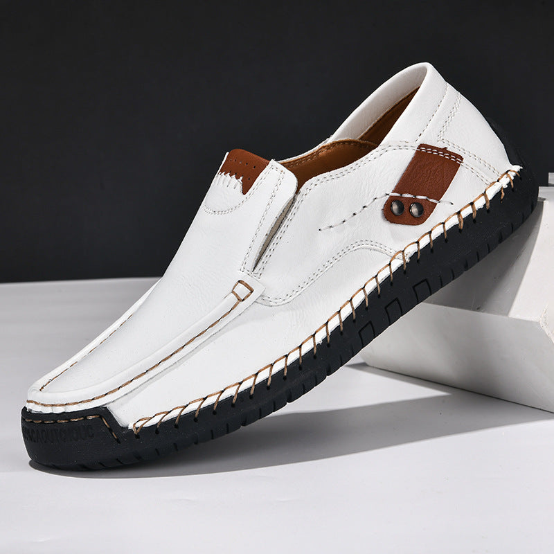 Hand-stitched Mens Shoes Outdoor Casual - 9916 Dark Brown Hollow / 38