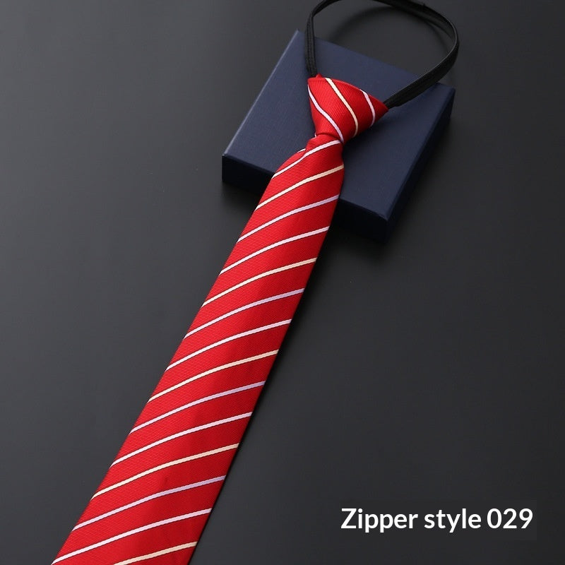 Mens Business Formal Zipper Tie With Blue Stripes - Zipper 029