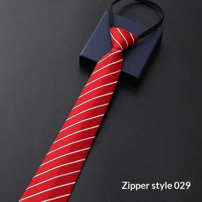Mens Business Formal Zipper Tie With Blue Stripes - Zipper 029