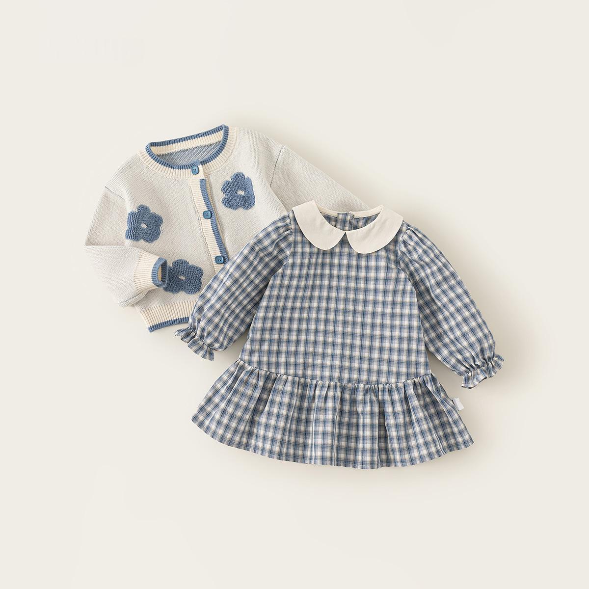 Baby Girls Knitted Cardigan And Infant Dress Set - Beige Suit / 100