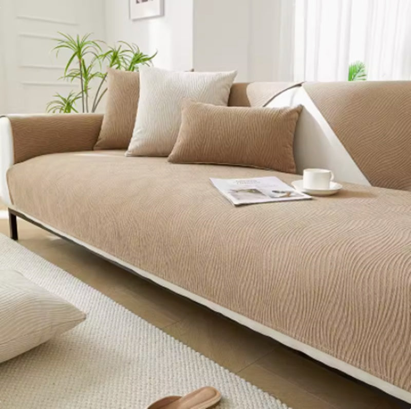 Four Seasons Universal Anti Slip Fabric Sofa Cover - Khaki / 110x110cm