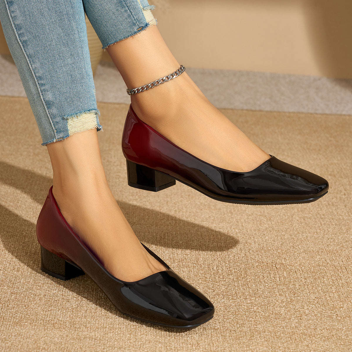 Gradient Color Elegant Heel Shoes For Women - Gradient Blue gray / 36