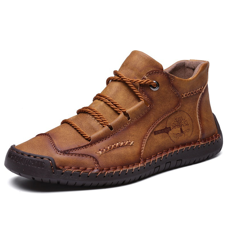 Men's High-Top Leather Casual Short Boots - 9932 army green bag / 38