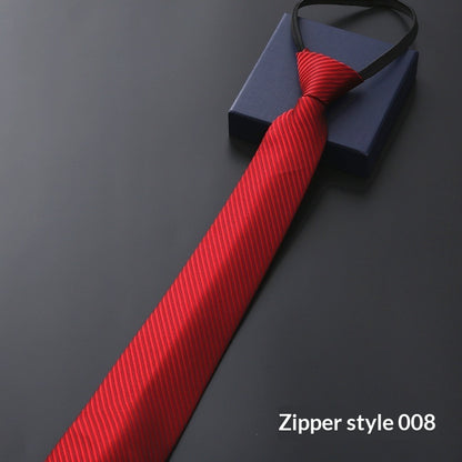 Mens Business Formal Zipper Tie With Blue Stripes - Zipper 008