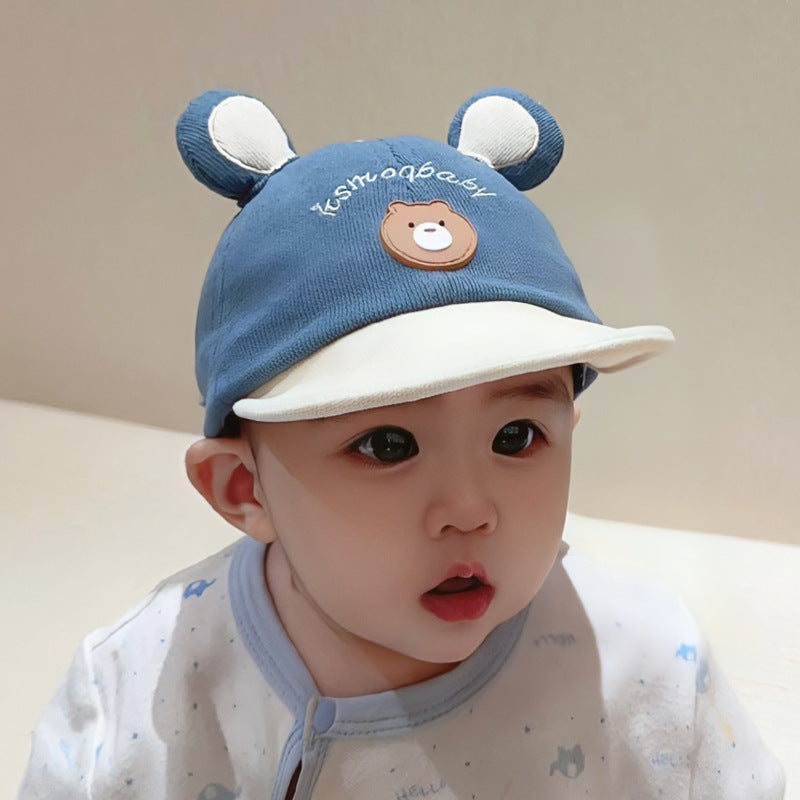 Bear-Head Cotton Baseball Cap for Babies and Toddlers 5-24m - Beige / One Size