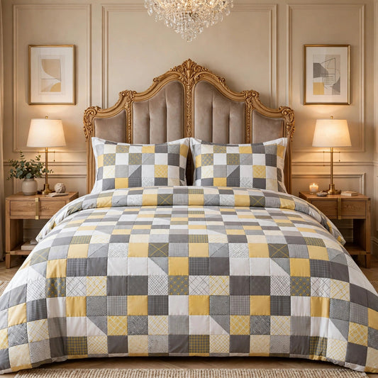 Luxury Geometric Microfibre 4PC Duvet Cover Set