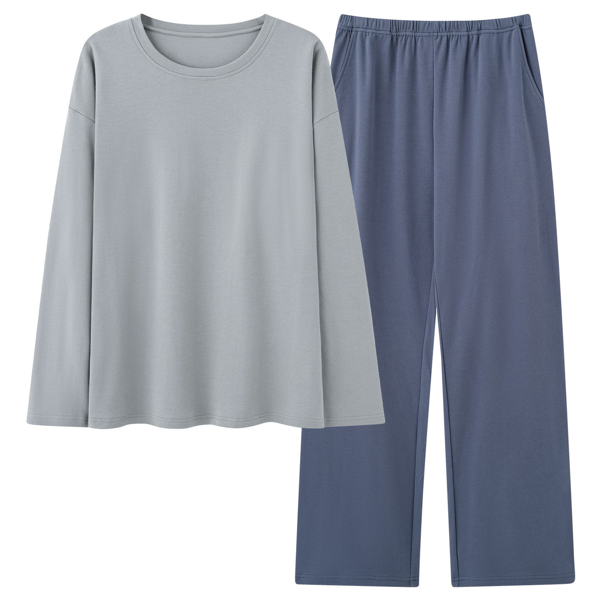 Mens Cotton Pajama Set With Long-sleeve Top And Long Pants - 3695color / 2XL