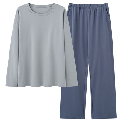 Mens Cotton Pajama Set With Long-sleeve Top And Long Pants - 3695color / 2XL