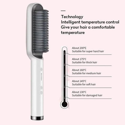 Electric Hair Straightener Brush & Hot Comb - Black