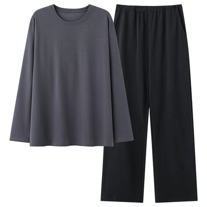 Mens Cotton Pajama Set With Long-sleeve Top And Long Pants - 3695color / 2XL