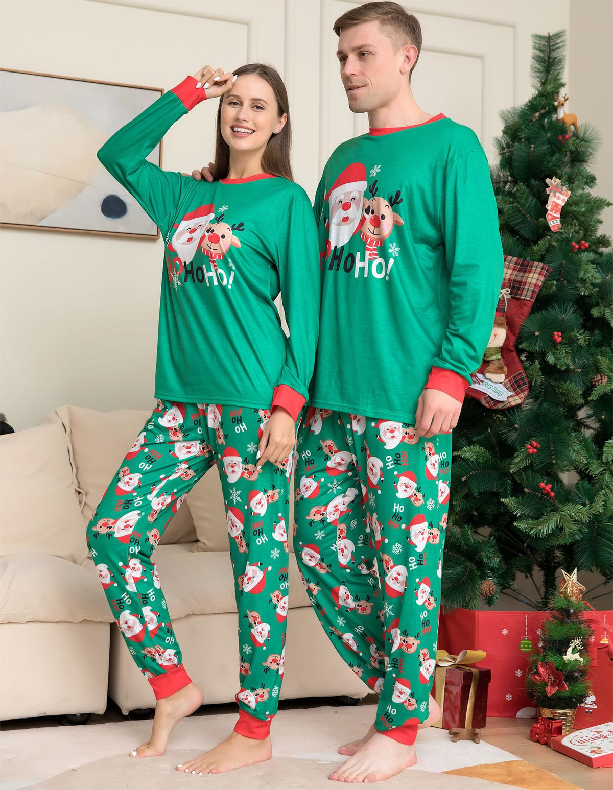 Christmas Pajamas Family Matching | Family Christmas PJs Sets - Green / Baby 12M