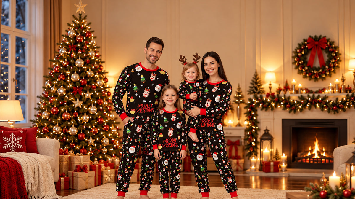 Matching Family Christmas Pajamas Set - Plaid Cotton Sleepwear - Picture color / Baby 12M