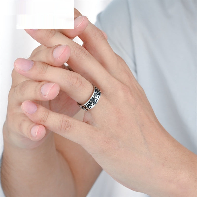 Mens Personalized Stainless Steel Ring - Black / 10