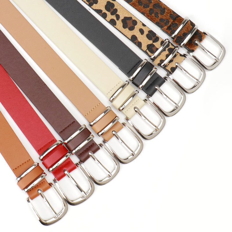 versatile faux Leopard print leather belt - Beige