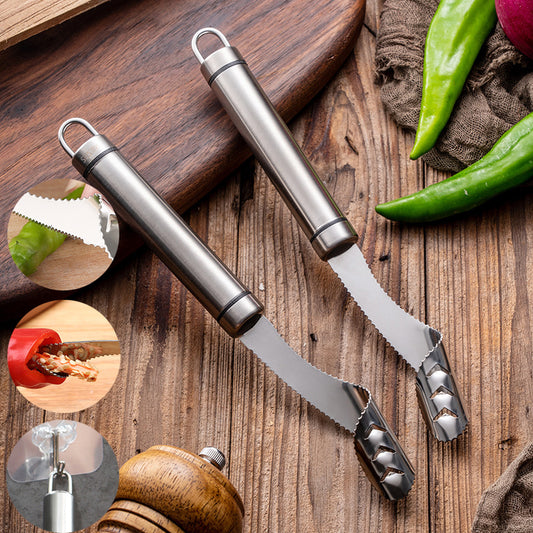 Stainless Steel Pepper Corer and Deseeder Tool - Steel color / 1PC
