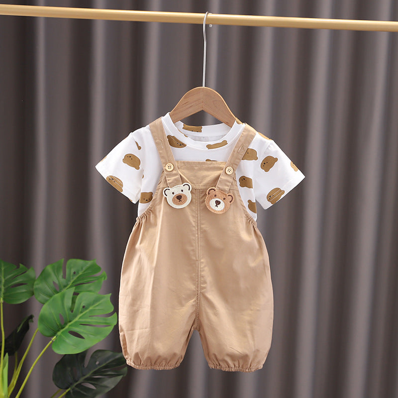 Short Sleeve Strap Kids Clothes Two-piece Suit - boy's / 100cm