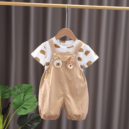 Short Sleeve Strap Kids Clothes Two-piece Suit - boy's / 100cm