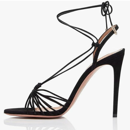 Fashion Sandals Strap Stiletto Heels For Women - Black / 34