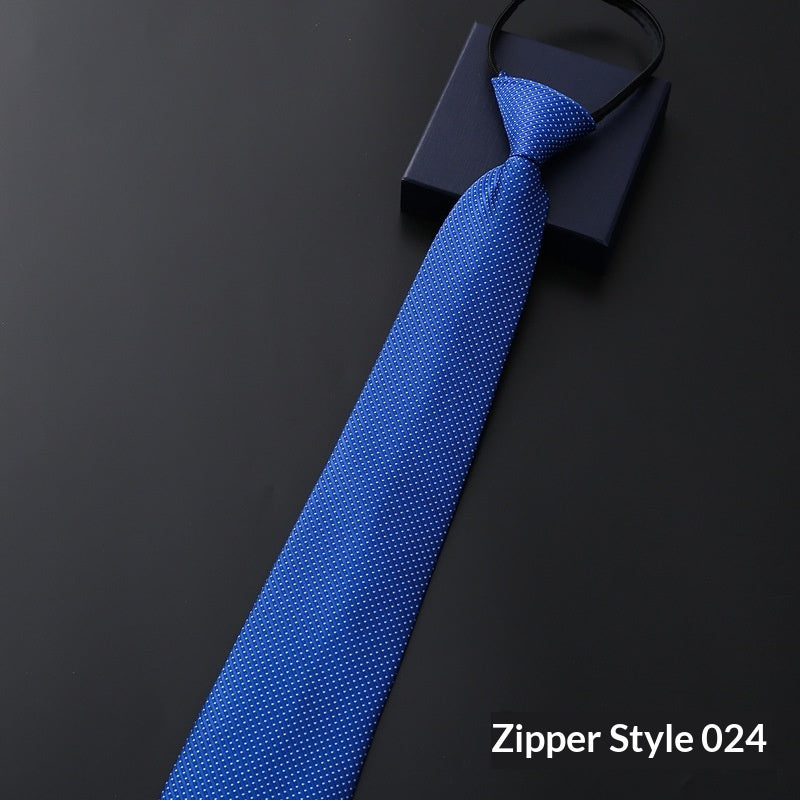 Mens Business Formal Zipper Tie With Blue Stripes - Zipper 024