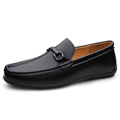 Men's Soft-soled Slip-on Casual Leather Shoes - Black / 36