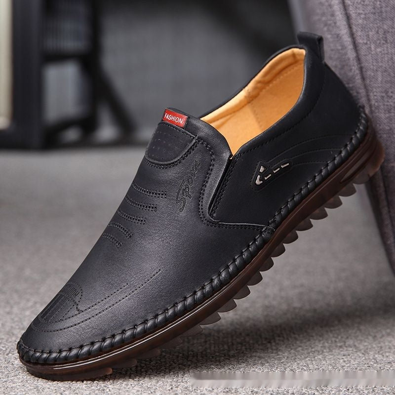 Men's New Style Casual Genuine Leather Soft Sole - Black 521 / 38