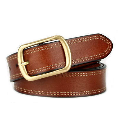 Vintage Full-Grain Cowhide Leather Belt - Black / 100cm