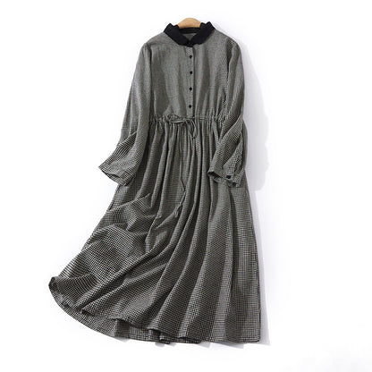 Stylish Plaid Drawstring Casual Dress - Small Grid / 2XL