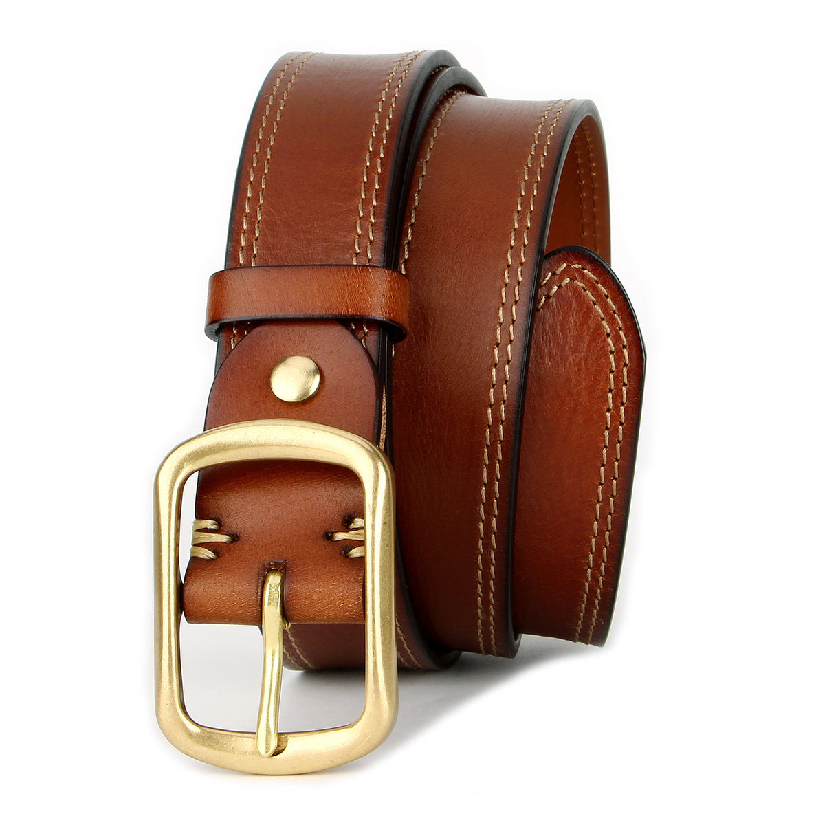 Vintage Full-Grain Cowhide Leather Belt - Black / 100cm