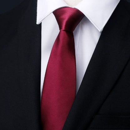 Mens Business Formal Zipper Tie With Blue Stripes - Glossy Wine Red