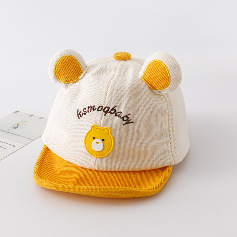 Bear-Head Cotton Baseball Cap for Babies and Toddlers 5-24m - Yellow / One Size
