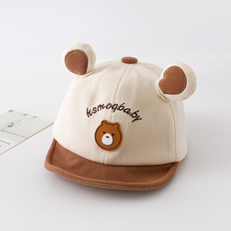 Bear-Head Cotton Baseball Cap for Babies and Toddlers 5-24m - Khaki / One Size