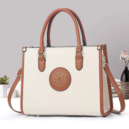 Korean-style Elegant Womens Casual Tote Handbag - Creamy White