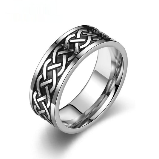 Mens Personalized Stainless Steel Ring - Black / 10