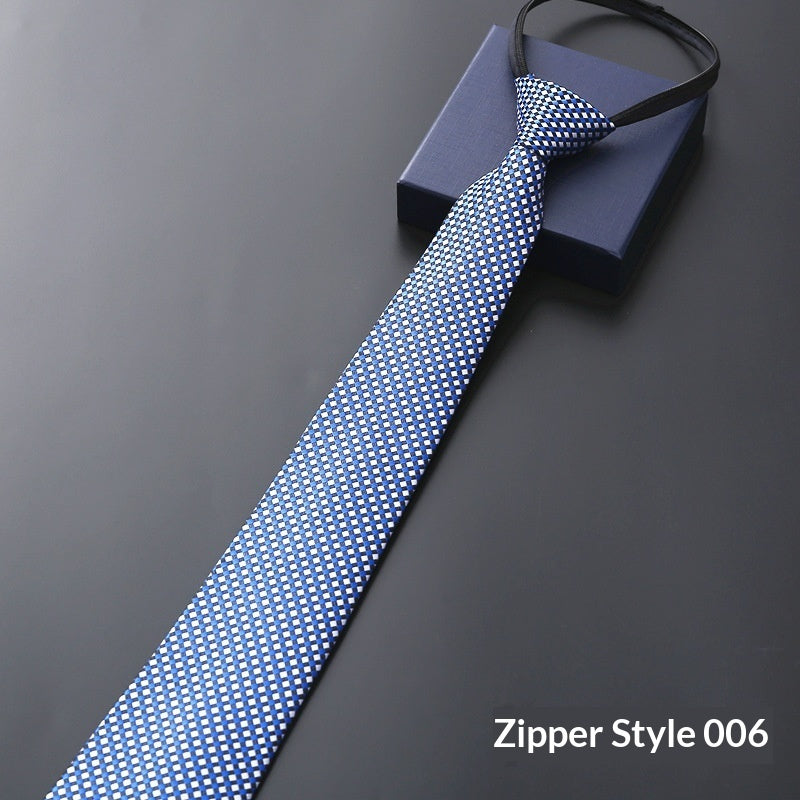 Mens Business Formal Zipper Tie With Blue Stripes - Zipper 006