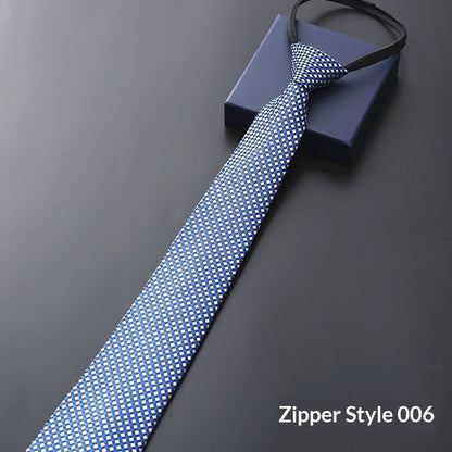 Mens Business Formal Zipper Tie With Blue Stripes - Zipper 006