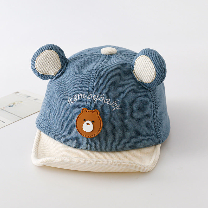 Bear-Head Cotton Baseball Cap for Babies and Toddlers 5-24m - Beige / One Size