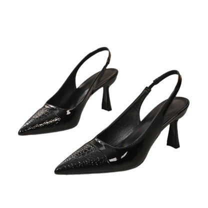 Wine Red Pointed-Toe Stiletto Pumps - Black / 36