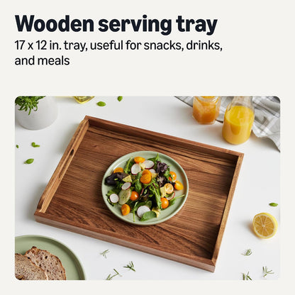 Acacia Wood Serving Tray| Rustic Wooden Tray - BROWN