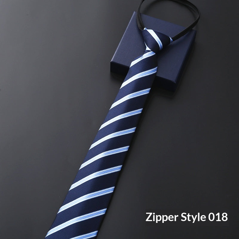 Mens Business Formal Zipper Tie With Blue Stripes - Zipper 018