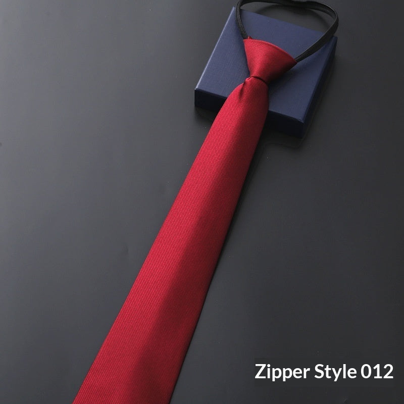 Mens Business Formal Zipper Tie With Blue Stripes - Zipper Type 012