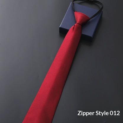 Mens Business Formal Zipper Tie With Blue Stripes - Zipper Type 012