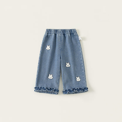 cute Cartoon Girls Sweater Jeans Set - Denim Blue CK16049 / 100