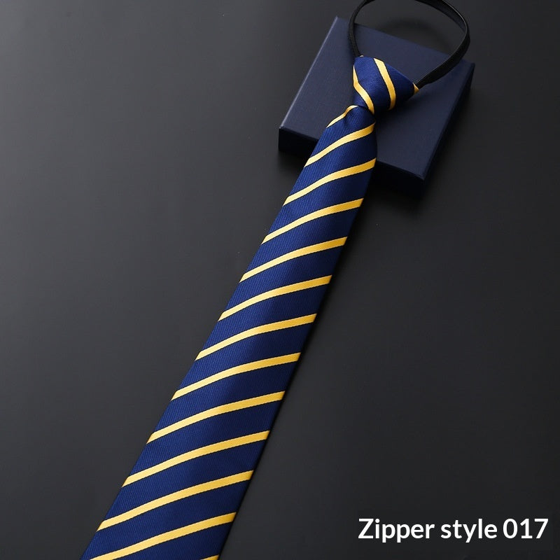 Mens Business Formal Zipper Tie With Blue Stripes - Zipper 017